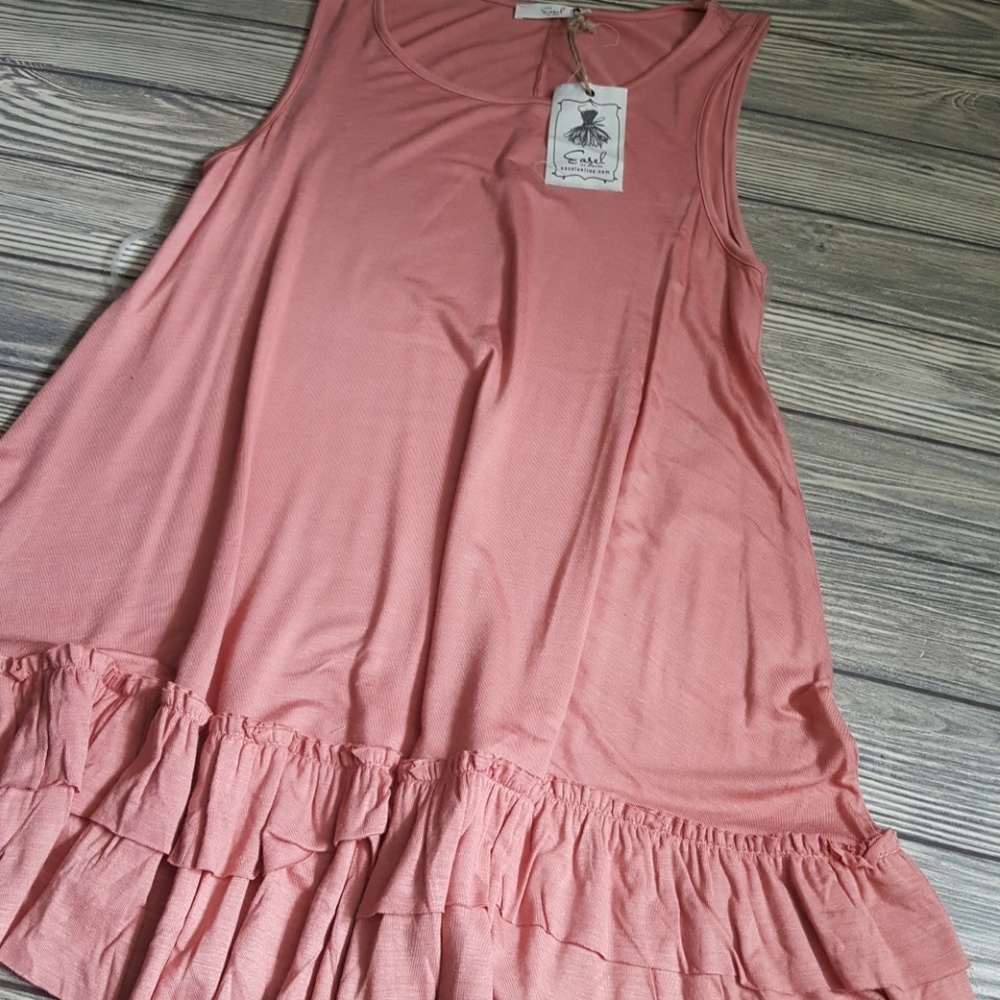Easel Ruffle Tunic in Blush Sizes  S-L - Picture 3 of 3